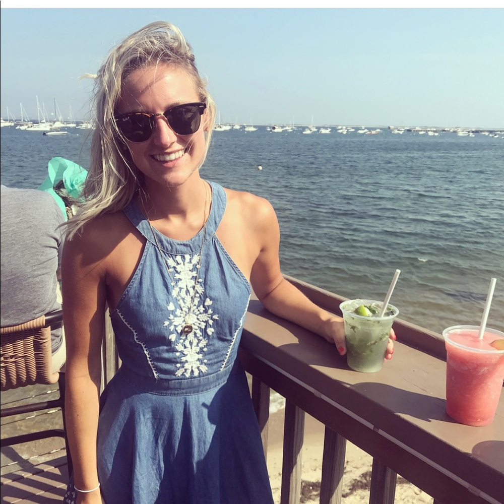 Lovers+friends chambray embroidered dress